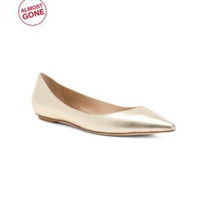 STUART WEITZMAN Light Gold Made In Spain Leather Emilia Flats